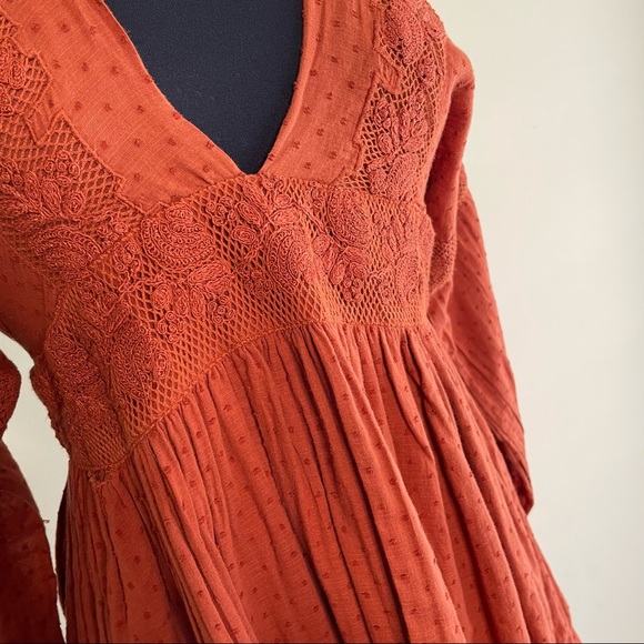 Free People Sugarpie Mini Cinnamon Swiss Dot V-neck Dress - Picture 8 of 15